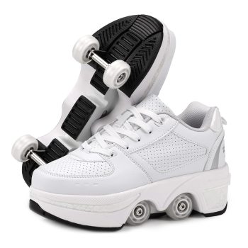 Roller Skate Shoes for Girls, Kids, Women, Men,Double-Row Skating Shoes,Retractable Wheels Sneakers,Adjustable Parkour Roller Skates,Deformation Sneakers Outdoor