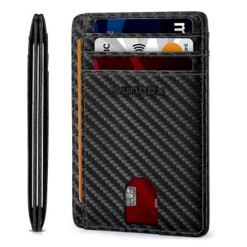 RUNBOX Slim Minimalist Front Pocket RFID Blocking Leather Wallets for Men and Women Card Holder Wallets Gifts for men