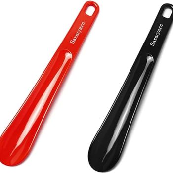 Sarmyarc Shoe Horn,2 Pack Plastic Shoe Horns, 10.3 Inches – Shoe Horns for Men, Women,Seniors& Kids Portable for Travel Use (Red/Black)