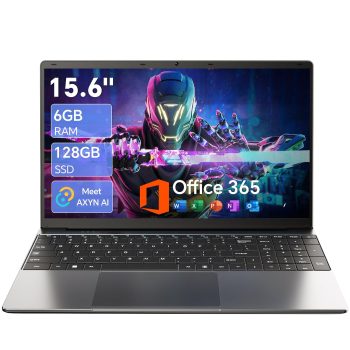 15.6 Inch Laptop with AI, Office 365, 6GB RAM 128GB SSD, Quad-Core Processor, Win 11 Home Laptops Computer, IPS FHD, 180°Viewing, Type-C, WiFi 5, BT4.2, Portable Thin Laptops -…