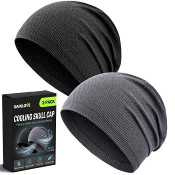2 Pack Cooling Skull Caps for Men & Women, Breathable 3D Mesh Sweat Wicking Running Hat for Cycling Helmet Liner