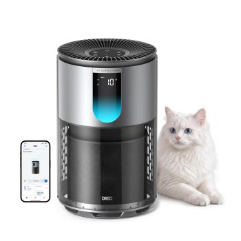 DREO Smart Pet Air Purifier 539AS, Home 3-Stage HEPA Air Cleaner with Wi-Fi/Voice/Alexa, Smoke, Dust, Pollen, Odor, PM2.5 Quality Monitor, 4 Fan Speeds & Auto/Turbo/18dB Quiet…