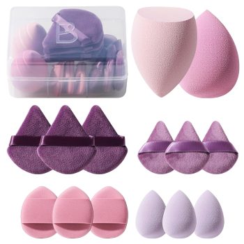 Makeup Sponge Set BS-MALL Triangle Puff 14PCS Non-Latex Beauty Blender Sponges with Travel Case, Soft Makeup Puff for Foundation, Concealer, Cream & Powder, Face & Eye Blending…
