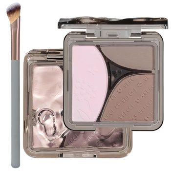 Matte Contour Highlighter Makeup Palette Grey Brown C02 Cool Moon | Cool Toned Skin Contour 3-Color Buildable Natural Sculpting Face Powder Blendable Shading