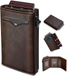 miyozi Wallet for Men,with Cash Pocket 2 ID Window 9-13 Cards,Metal Case Smart Slim Pop Up Credit Card Holder Flip with Magnetic Closure RFID Blocking Trifold wallet with Gift Box