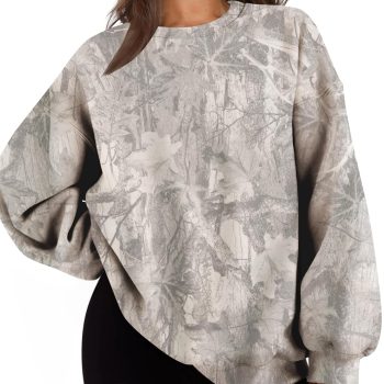 MSBESYOR Camo Sweatshirt for Women Mens Oversized Fleece Camouflage Maple Leaf Crewnecks Pullover Tops Hunting Hoodies