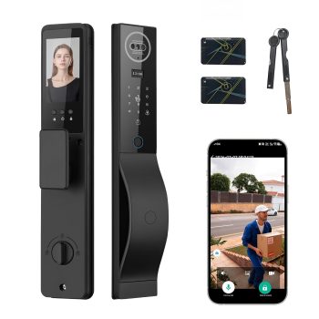 Smart Door Lock with Camera, 3D Face Recognition Door Lock with Video Doorbell & Indoor Screen, 8-in-1 Keyless Entry with Fingerprint, Palm Vein, PIN Code, Tuya App Control,…