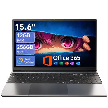 15.6” AI Laptop with Office 365 12GB RAM 256GB SSD Win 11 Laptops | 7000mAh Battery, IPS FHD, 180°Viewing, Quad-Core Processor, Type-C, WiFi5, Portable Thin Business Student…