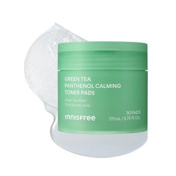 innisfree Green Tea Panthenol Calming Toner Pads for Instant Cooling Hydration | Hydrating Korean Toner Pads for Gentle, Calming Pore Care