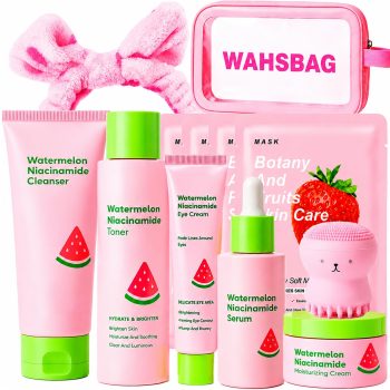 Watermelon Skin Care Set for Teens Girls Women, Moisturizing Facial Kit | Gentle Skin Care Kit, Portable Daily Set, Complete Starter Routine for Teen Girls & Women, Birthday…