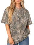 Y2k Camo Oversized Short Sleeve Crew Neck Baggy Shirts Maple Leaf Printed Tshirts Shirts for Women Men
