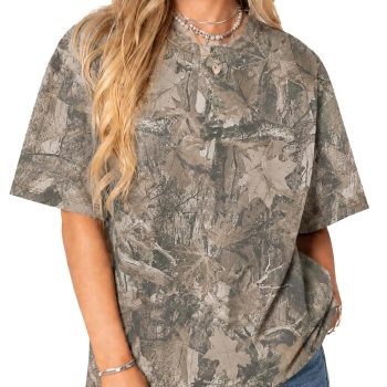 Y2k Camo Oversized Short Sleeve Crew Neck Baggy Shirts Maple Leaf Printed Tshirts Shirts for Women Men